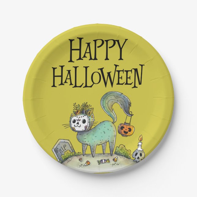 Etwas verstopftes Halloween-Party Pappteller (Vorderseite)