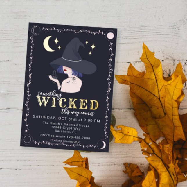 Etwas, was mit HexenHalloween-Party verwöhnt wurde Folieneinladung (Wicked Witch Halloween Party Invite)