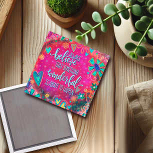 Etwas Wunderbares Rosa Herz, florale Inspirivität Magnet