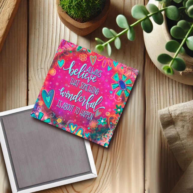 Etwas Wunderbares Rosa Herz, florale Inspirivität Magnet (Von Creator hochgeladen)