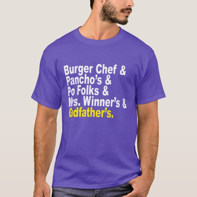 Etzeichen: Erinnern an Baton Rouge-Restaurants T-Shirt (Vorderseite)