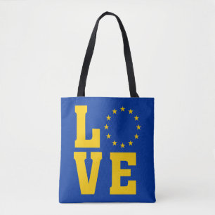 EU-Flagge, europäische Gewerkschaft, LIEBE Tasche