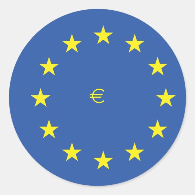 EU-Flagge.mit EURO-Symbol Runder Aufkleber (Vorderseite)