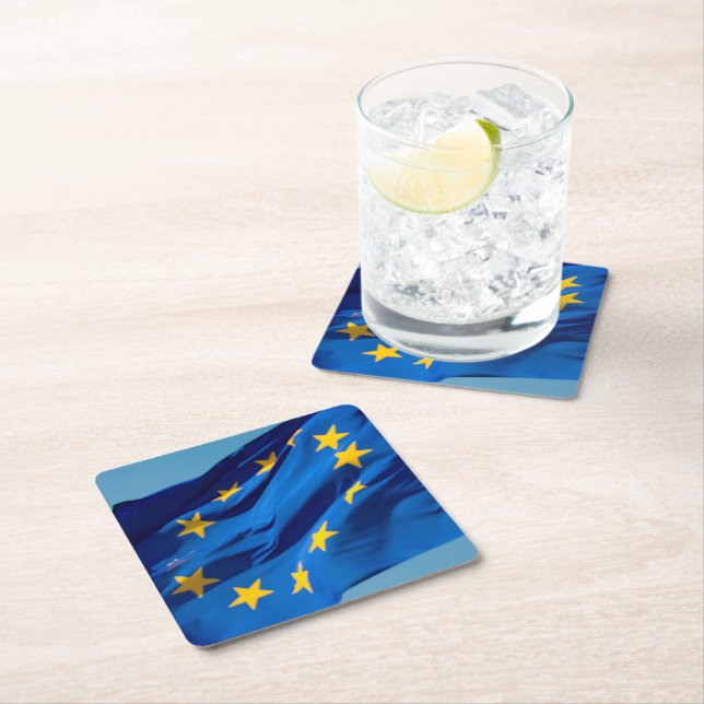 EU-Flagge Rechteckiger Pappuntersetzer (Vor Ort)
