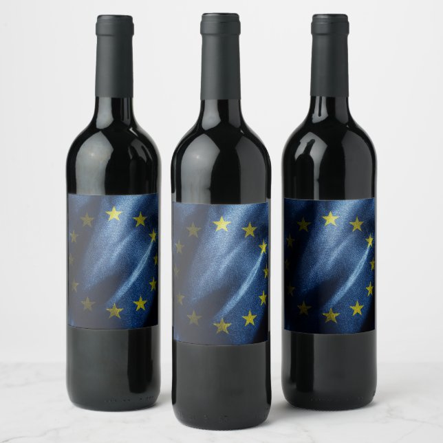EU-Seidenflagge Weinetikett (Flaschen)