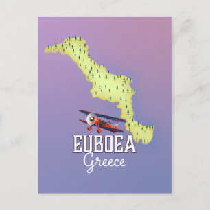 Euböa Griechenland Karte Reiseplakat