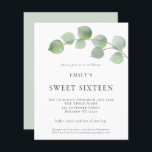 Eucalyptus 16 . Geburtstag Einladung zum Geburtsta<br><div class="desc">Eine günstige BUDGET-Alternative für eine kleinere Größe von 4, 5 x 5, 6 Zoll, die ein Gewicht von 110 lbs hat, die ähnlich dick ist wie eine Postkarte (sie ist jedoch nicht als Postkarte geeignet). BITTE BEACHTEN SIE, DASS ES EINE Einladung pro Blatt gibt. Budget Eukalyptus 16 . Geburtstag Geburtstagsparty...</div>