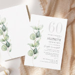 Eucalyptus 60th Birthday Greenery Invitation Mitteilungskarte<br><div class="desc">It could be surprise party or another special decade achieved. This 60th birthday party invitation featuring eucalyptus greenery design with modern popular typography can easily be edited to suit any birthday or anniversary celebration.

You can change the wording,  birthday details and the background color by clicking the "Personalize" button</div>