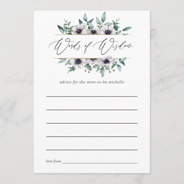 Eucalyptus Anemone Geometric Baby Shower Addon Hinweiskarte (Vorderseite)