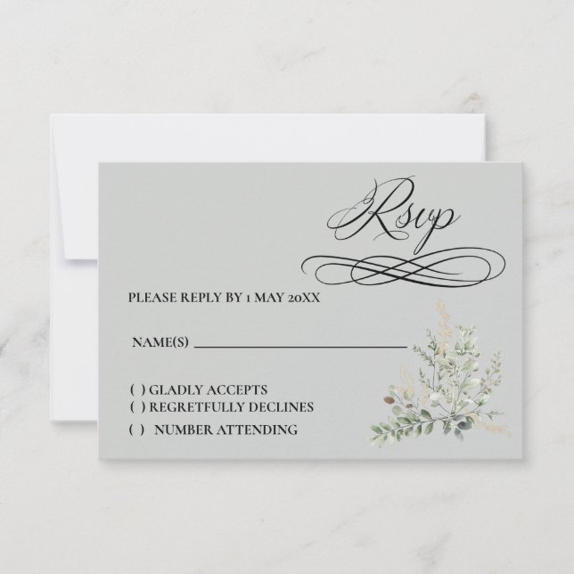 Eucalyptus-Antwortkarte RSVP Karte (Vorderseite)