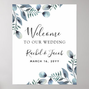 Eucalyptus aquarelle Affiche de bienvenue Mariage