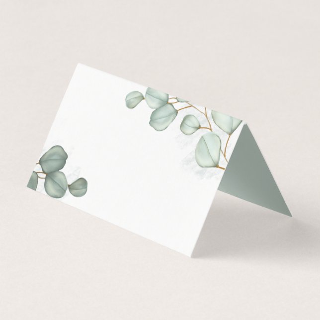 Eucalyptus Aquarelle Mariage Élégant Blanc (Front)