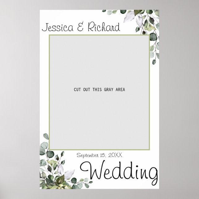 Eucalyptus Aquarelle Mariage Photo Prop Poster (Devant)