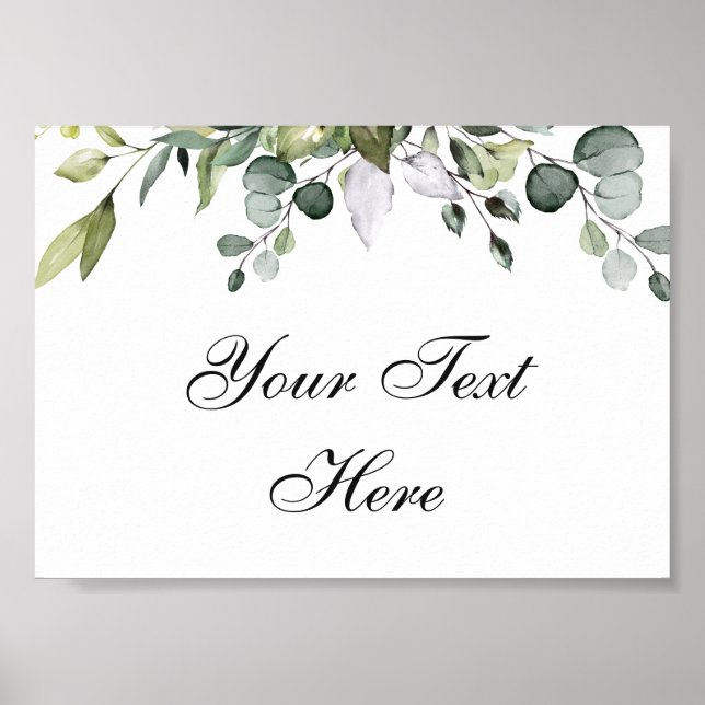 Eucalyptus Aquarelle Poster texte personnalisé (Devant)