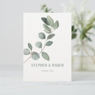 Eucalyptus Argent Élégant Carte de remerciements d