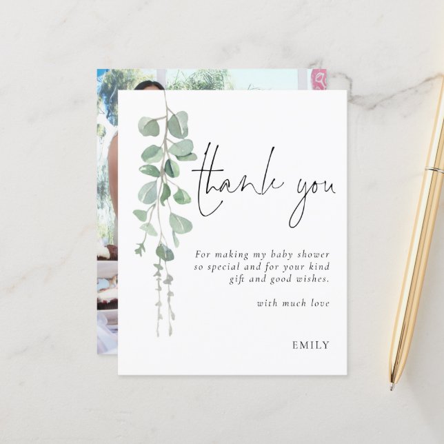 Eucalyptus Baby Dusche Party Foto Dank (Vorderseite/Rückseite Beispiel)