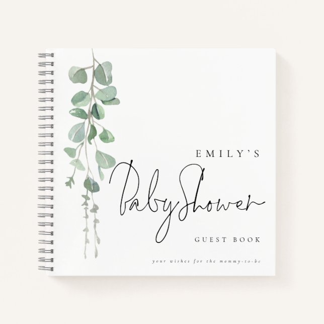 Eucalyptus Baby Shooter Gästebuch Notizbuch (Vorderseite)