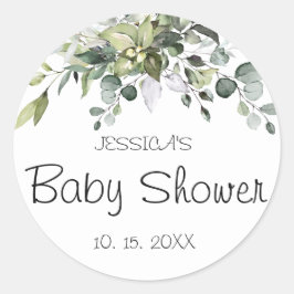 Eucalyptus Baby Shower Classic Round Sticker