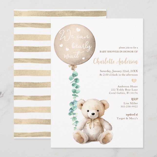 Eucalyptus Baby Shower Einladung (Vorne/Hinten)