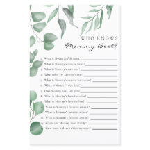 Eucalyptus Baby Shower Game Wer Mommy Best kennt