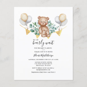 Eucalyptus Baby Shower Greenerary Bear Einladung Flyer