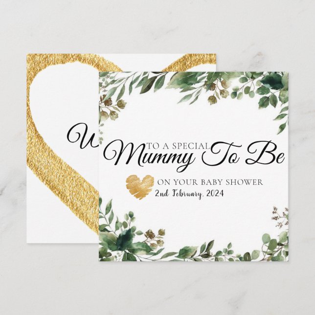 Eucalyptus Baby shower maman pour être carte (Devant / Derrière)