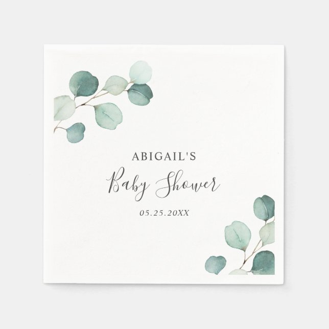 Eucalyptus Baby Shower Serviette (Vorderseite)