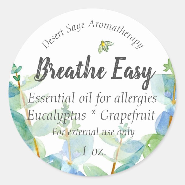 Eucalyptus Bee Essentiel Étiquette d'aromathérapie (Devant)