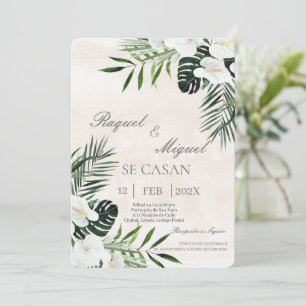 Eucalyptus beige Faire-part de mariage espagnole
