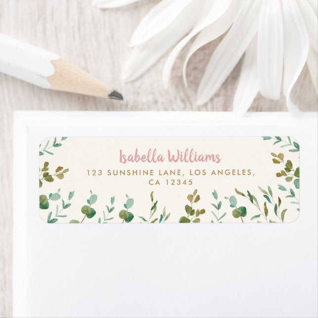 Eucalyptus Blätter Girl Baby Dusche Rücksendeadres (Insitu)