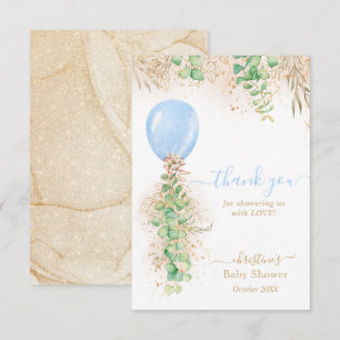 Eucalyptus Blue Balloon Baby Dusche Danke Karte