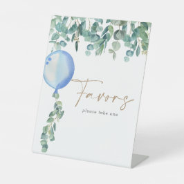 Eucalyptus Blue Balloon Baby Duschfavoriten Sockelschild