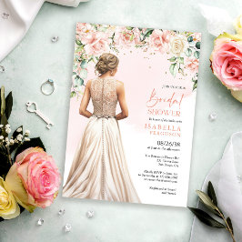 Eucalyptus Blush Pink Roses Floral Bridal Shower Einladung