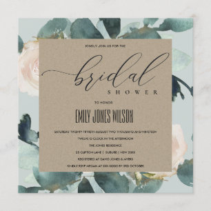 EUCALYPTUS BLUSH ROSE GRAY KRAFT BRAUTPARTY EINLADUNG