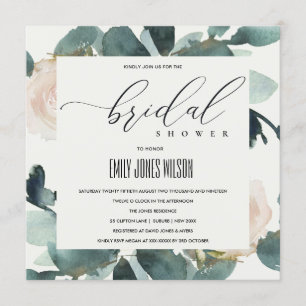 EUCALYPTUS BLUSH ROSE SOFT KRAFT BRAUTPARTY EINLADUNG