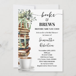 Eucalyptus Books & Brews Coffee Bridal Shower Einladung
