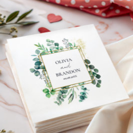 Eucalyptus Botanical Greenery Leaves Wedding Serviette