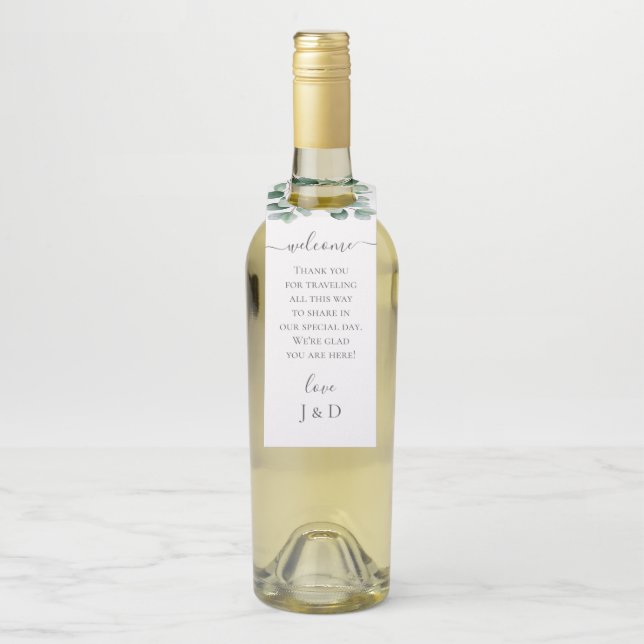 Eucalyptus Botanical Greenery  Wedding Flaschenanhänger (Auf Flasche)
