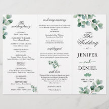 Eucalyptus Botanical Greenery Wedding Programme