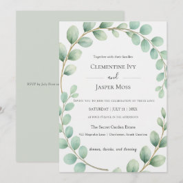 Eucalyptus Botanical Sage Green Boho Wedding Einladung