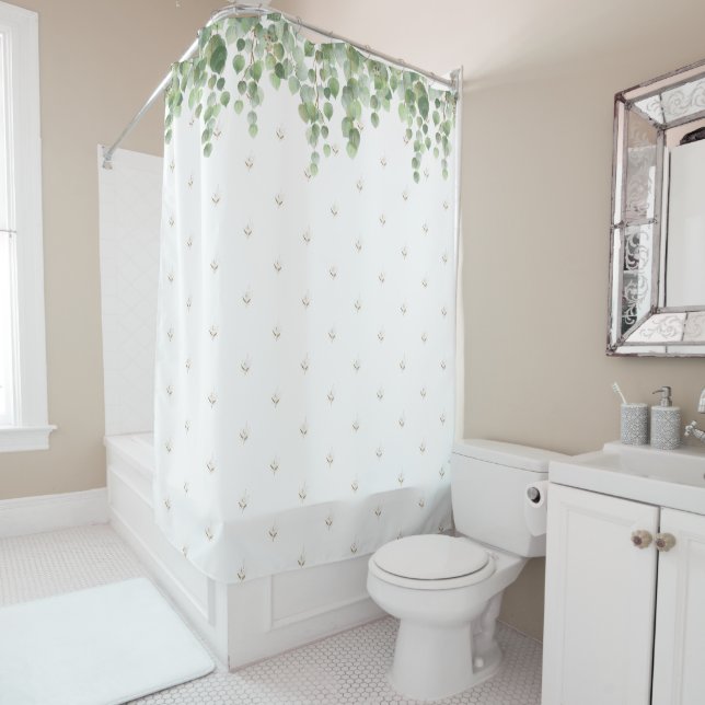 Eucalyptus Botanique Floral Serene Douche Rideau (En situation)