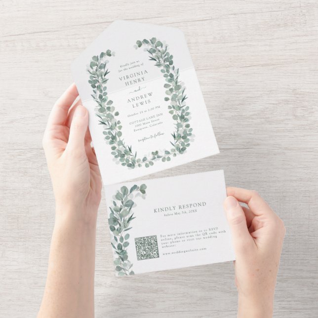 Eucalyptus Botanique Tout en un Invitation (Déchirure)