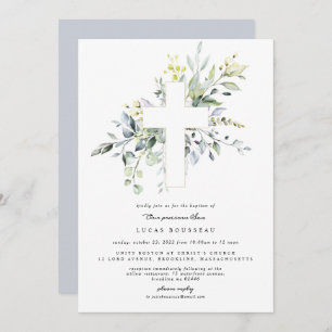 Eucalyptus Boy Baptême Christening Invitation