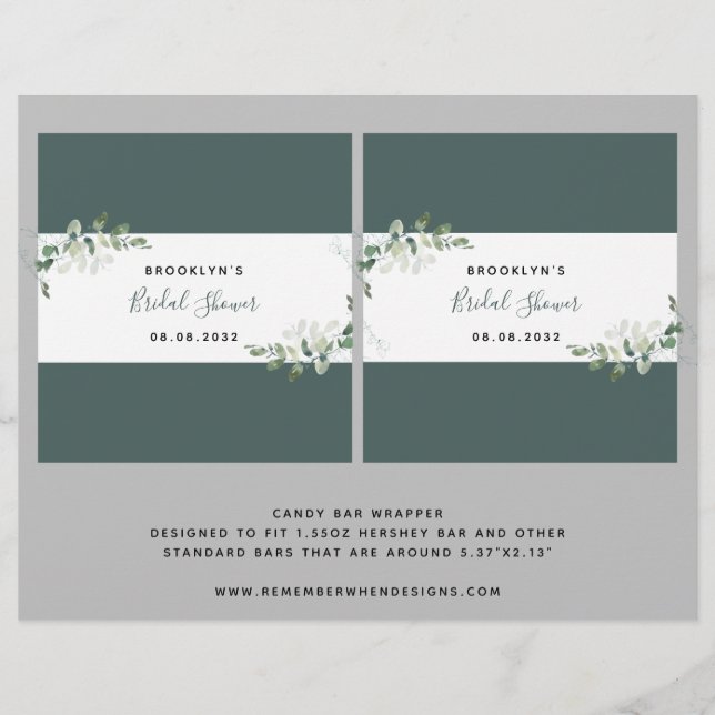 Eucalyptus Brautparty Candy Bar Wrapper (Vorderseite)