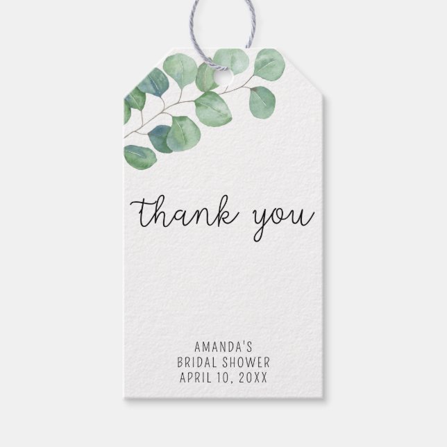 EUCALYPTUS - Brautparty vielen Dank Geschenkanhänger (Vorderseite)