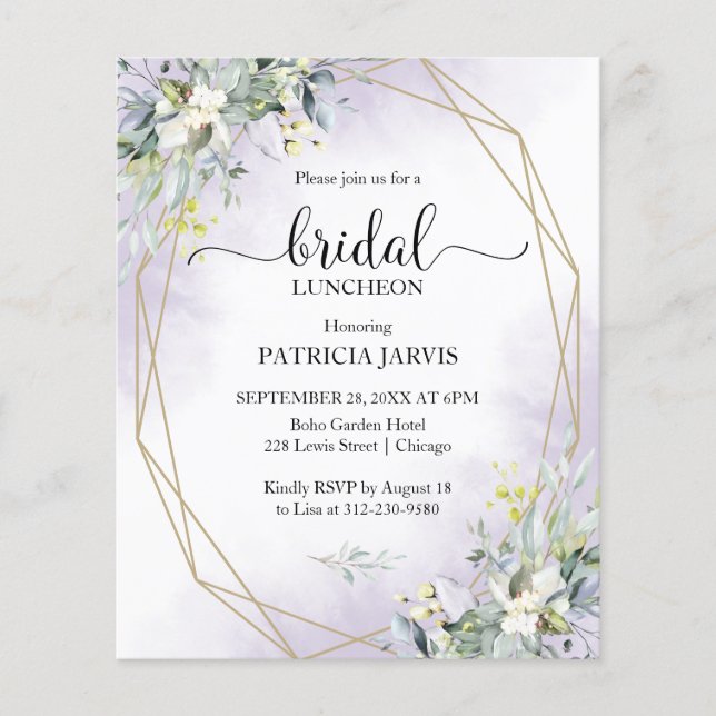 Eucalyptus Bridal Luncheon Einladung zum Haushalt (Vorderseite)