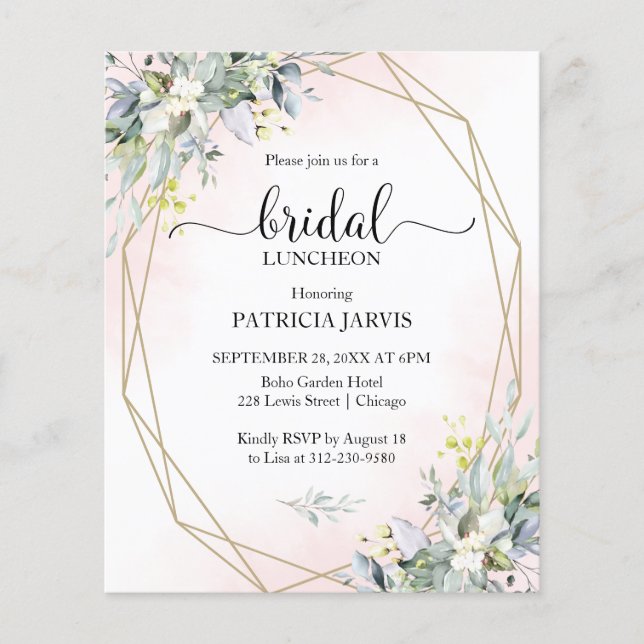 Eucalyptus Bridal Luncheon Einladung zum Haushalt (Vorderseite)