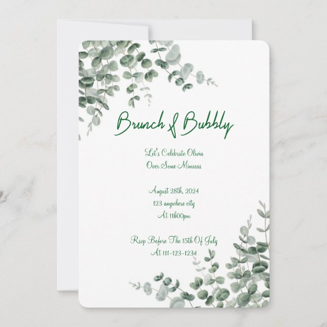 EUCALYPTUS BRIDAL SHOWER EINLADUNG (Vorderseite)