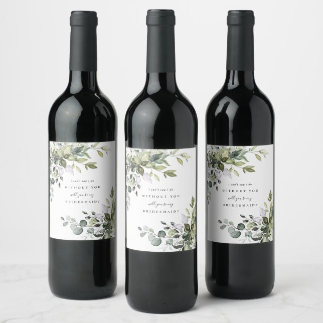 Eucalyptus Bridesmaid Vorschlag Labels Weinetikett (Flaschen)