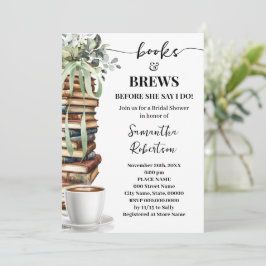 Eucalyptus Bücher & Gebräu Kaffee-Brautjungfernpar Einladung